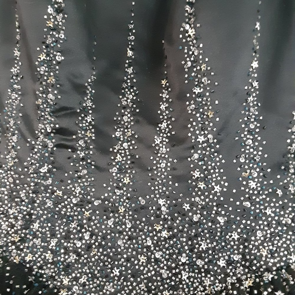 Silver and Black Starry Full-Skirted Prom Dress - Picture 2 of 7